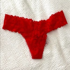 Red lace thong